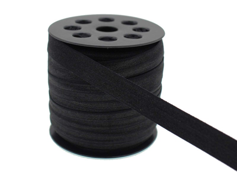 JESEP Black Fold Over Elastic 5/8 inch 40Yards Solid Stretchy FOE Band Trim for Sewing Elastic Fabric Ribbon for Crafts-Headband Making-Hair Ties(1.5CM) - Image 1